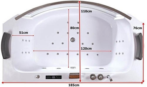 Wanna z hydromasażem Suprema 664 185x110