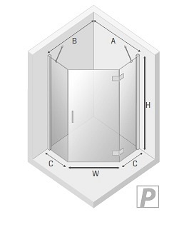 Kabina pięciokątna 80x80 prawa K-0666 New Azura Black New Trendy