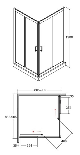 Czarna kabina prysznicowa kwadratowa 90x90 Modern Black Besco