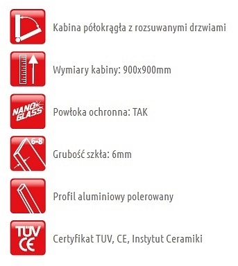 Kabina prysznicowa półokrągła 90x90 FF0409 Bari Atrium