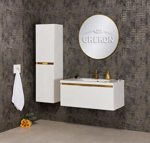 Szafka z umywalką złoty uchwyt 100 cm seria Diamond Gold Gante