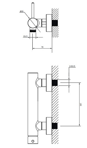 Bateria prysznicowa Y1240BL Omnires Y czarna