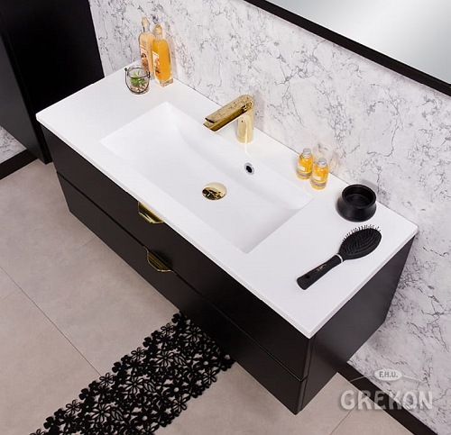 Czarna matowa szafka łazienkowa z umywalką 100/2 cm Victa Gante