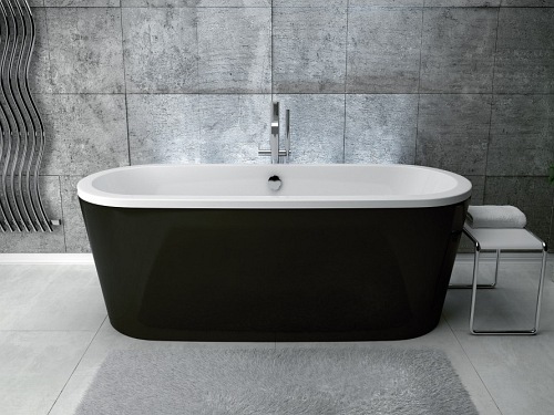 Wanna Victoria 185 cm syfon chrom z przelewem Besco czarno-biała