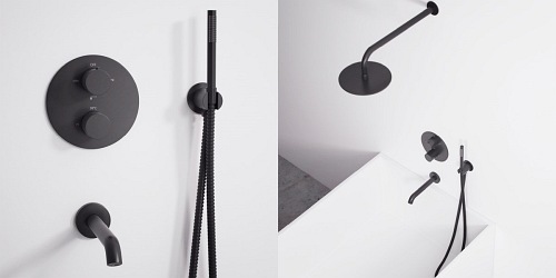 Czarny matowy zestaw wannowo prysznicowy Lungo Rea