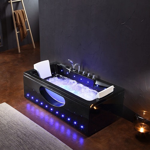 Czarna wanna z hydromasażem 170x84 Iris 933C Hydrosan