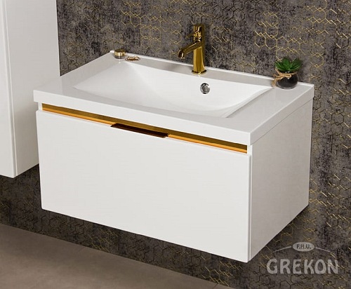 Szafka z umywalką złoty uchwyt 80 cm seria Diamond Gold Gante