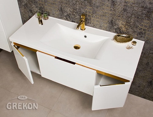 Szafka z umywalką złoty uchwyt 120 cm seria Diamond Gold Gante