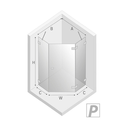 Kabina pięciokątna stal szczotkowana 80x80 prawa EXK-3830 Avexa New Trendy Gunmetal Brushed