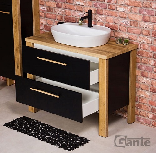 Stojąca szafka łazienkowa 100 cm czarny mat z umywalką Cortez Gante