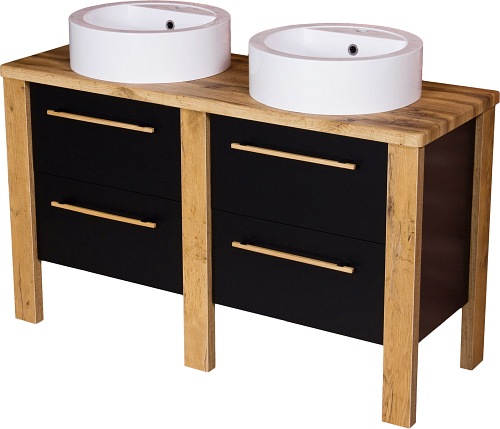 Stojąca szafka łazienkowa 130 cm z dwiema umywalkami Cortez Gante