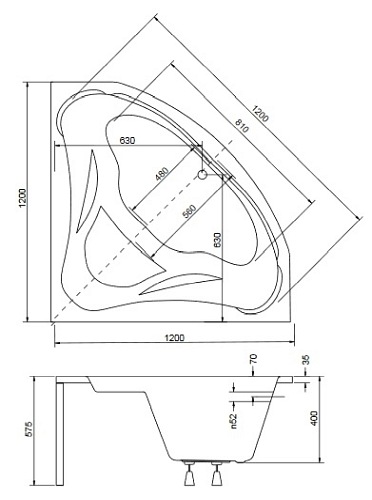 Wanna symetryczna narożna 120x120 Mia Besco