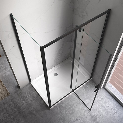 Czarna prostokątna kabina prysznicowa 120x100 drzwi uchylne KZ07DB