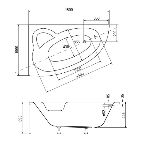 Wanna narożna 150 cm Lewa Natalia Besco