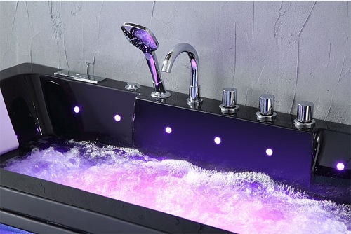 Czarna wanna z hydromasażem 150x84 Iris 933C Hydrosan