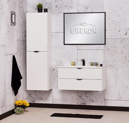 Biała szafka łazienkowa z umywalką 80 cm Victa