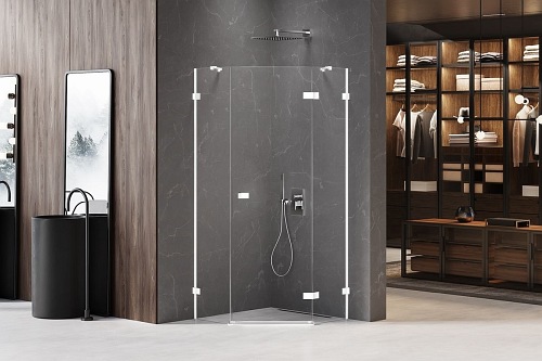 Biała kabina pięciokątna 80x80 prawa EXK-3863 Avexa New Trendy White