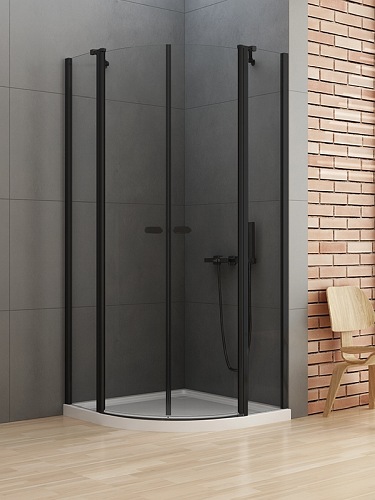 Czarna kabina półokrągła 80x80 K-0538 New Soleo Black New Trendy