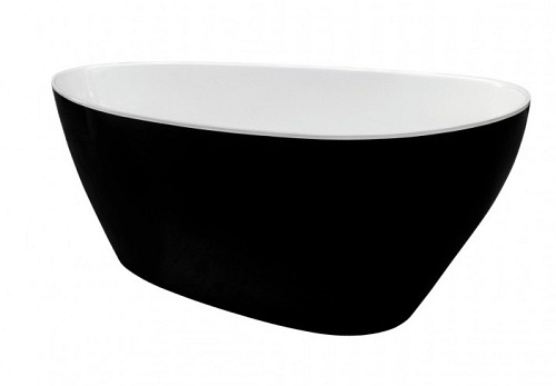 Czarno-biała wanna wolnostojąca z konglomeratu + klik-klak chrom Goya 170 B&W Besco WMD-170-GBW