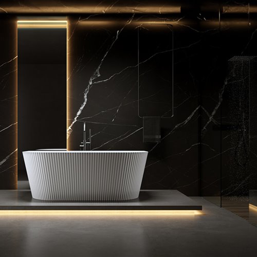 Wanna wolnostojąca przyścienna korek oraz przelew czarny 160 cm Carlo Hydrosan