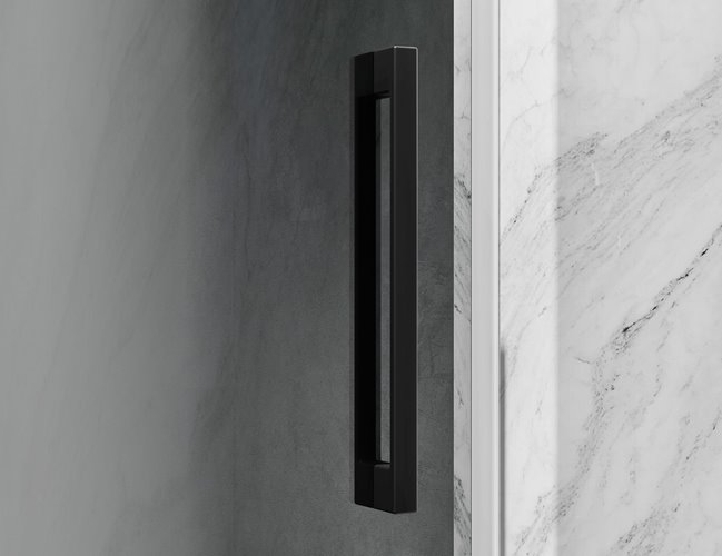 Drzwi prysznicowe rozsuwane prawe/lewe do wnęki 102-111 cm szkło 8mm grafitowe profile czarny mat Swiss Liniger