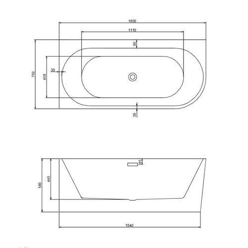Wanna przyścienna złoty szczotkowany przelew oraz korek narożna lewa 160 cm Mera Hydrosan