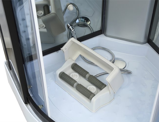 Kabina prysznicowa sauna parowa hydromasaż półokrągła zabudowana czarna 80x80 MO-0513ABS