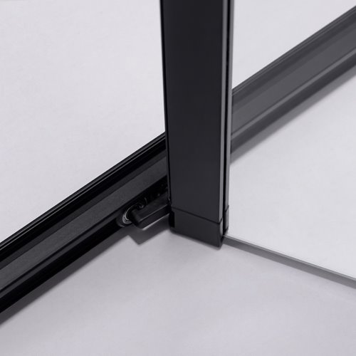 Czarna prostokątna kabina prysznicowa Kira 110x90 drzwi rozsuwane do wewnątrz