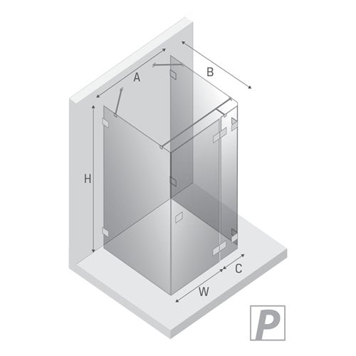 Złota przyścienna kabina prysznicowa prawa 90x90 EXK-4801 Eventa Gold Shine New Trendy