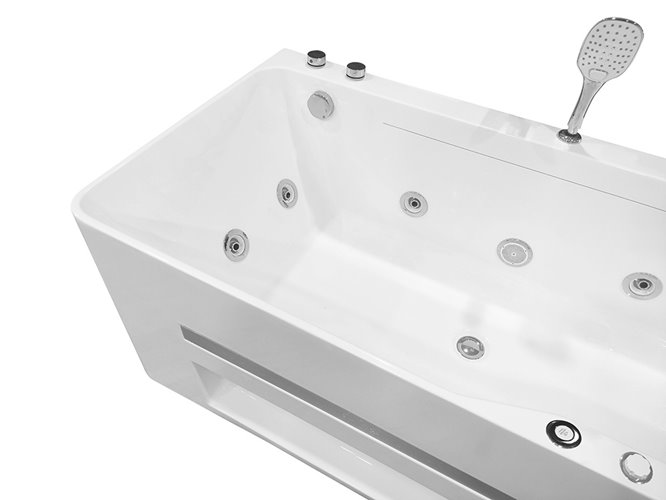 Przyścienna wanna z hydromasażem prostokątna konglomerat 170x80 cm MO-1803B