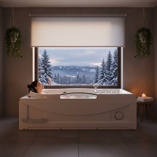 Wanna z hydromasażem prostokątna podgrzewacz wody Ramzes 634 168 cm