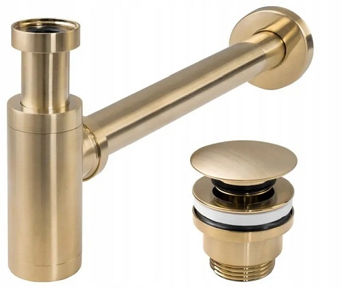 Syfon umywalkowy z korkiem klik-klak Gold Brush Rea