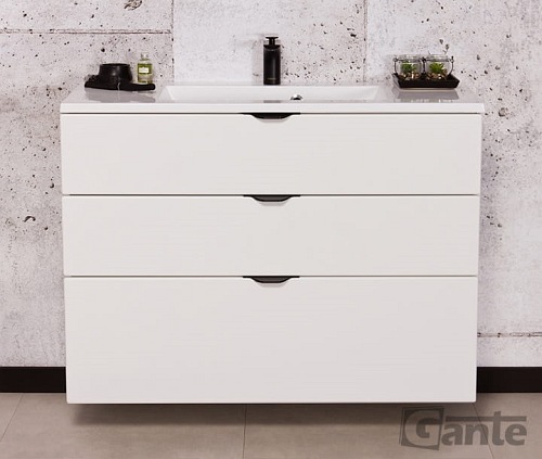 Biała matowa szafka łazienkowa wisząca z umywalką 100 cm Victa Gante