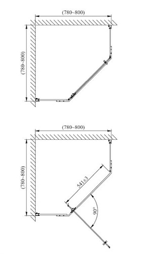 Czarna kabina prysznicowa pięciokątna 80x80 Stylio BKM501PTK+