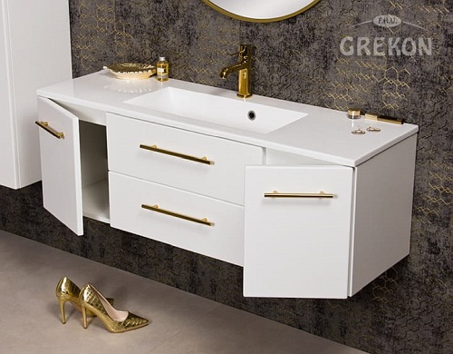Szafka wisząca z umywalką biały mat 120 cm Belli Gold Gante