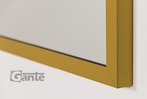 Lustro łazienkowe prostokątne 90x80 cm złota rama