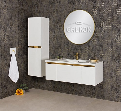 Szafka z umywalką złoty uchwyt 120 cm seria Diamond Gold Gante