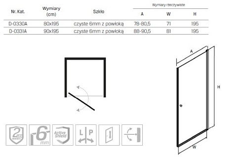 Drzwi prysznicowe 90 cm Superia New Trendy D-0331A