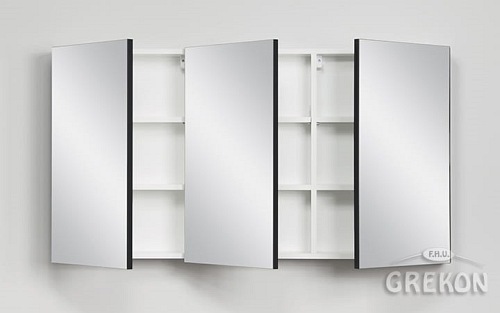 Czarna matowa szafka wisząca z lustrem 65x120 Victa