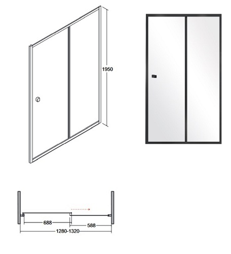 Czarne drzwi prysznicowe przesuwne 130 cm Duo Slide Black Besco