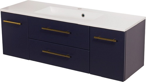 Szafka wisząca z umywalką granatowy mat 120 cm Belli Gold Gante