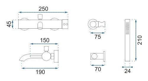 Bateria wannowa chromowana Lungo chrom Rea