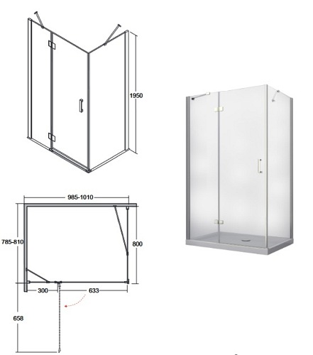 Kabina prysznicowa prostokątna 80x100 Viva Besco model lewy