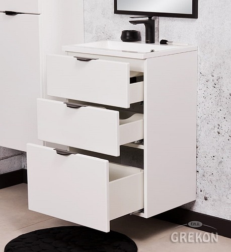 Biała szafka łazienkowa z umywalką 50/3 cm Victa