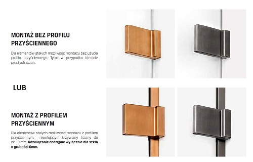 Miedziana szczotkowana kabina prysznicowa lewa 80x70 cm EXK-3545 Avexa New Trendy Copper Brushed