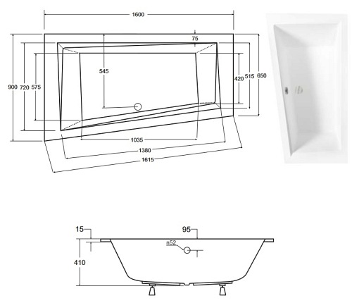 Wanna do zabudowy asymetryczna Intima Slim Besco lewa 160x90 cm