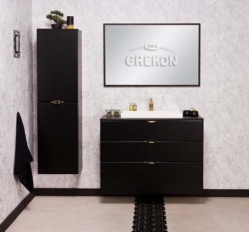 Czarna szafka łazienkowa z umywalką 100/3 cm Liv Victa