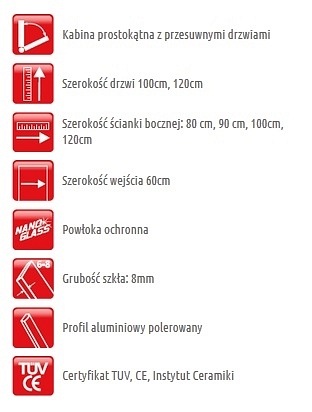 Kabina prysznicowa prostokątna 100x80 Toskania Atrium