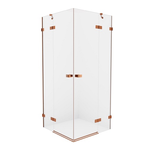 Miedziana kabina prysznicowa podwójne drzwi uchylne 80x110 EXK-3668 Avexa New Trendy Copper Brushed