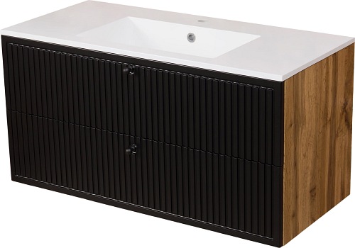 Szafka łazienkowa z umywalką kolor czarny mat wisząca 100 cm Argento Gante